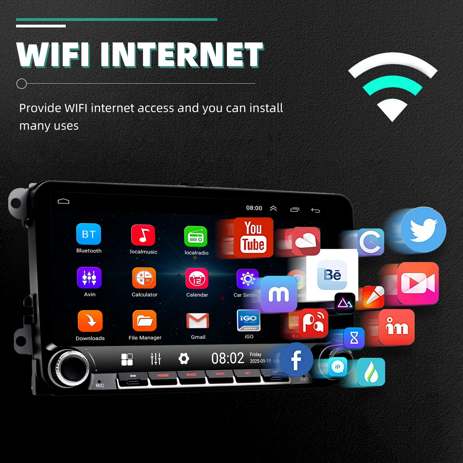 ESSGOO Android 15 9 Zoll 64G Für VW GOLF 5 6 Plus Touran Caddy Kabelloses Carplay Autoradio GPS NAVI WIFI SWC RDS BT USB TypeC – Detail 17