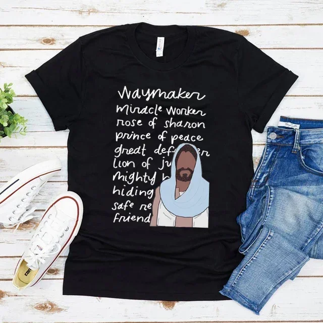 Waymaker Women T Shirt Christian Tees Religious Faith T-shirt Jesus Clothing Unisex Graphic T Shirts Summer Short Sleeve Tops 4