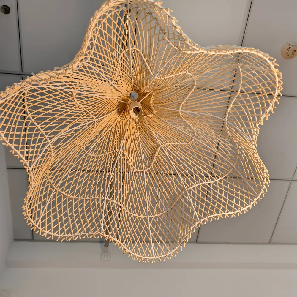 JOYINLED Bohemian Handmade Rattan Decorative Pendant Light Creative Shaped Lampshade 60cm for Living Room Bedroom Dining Room