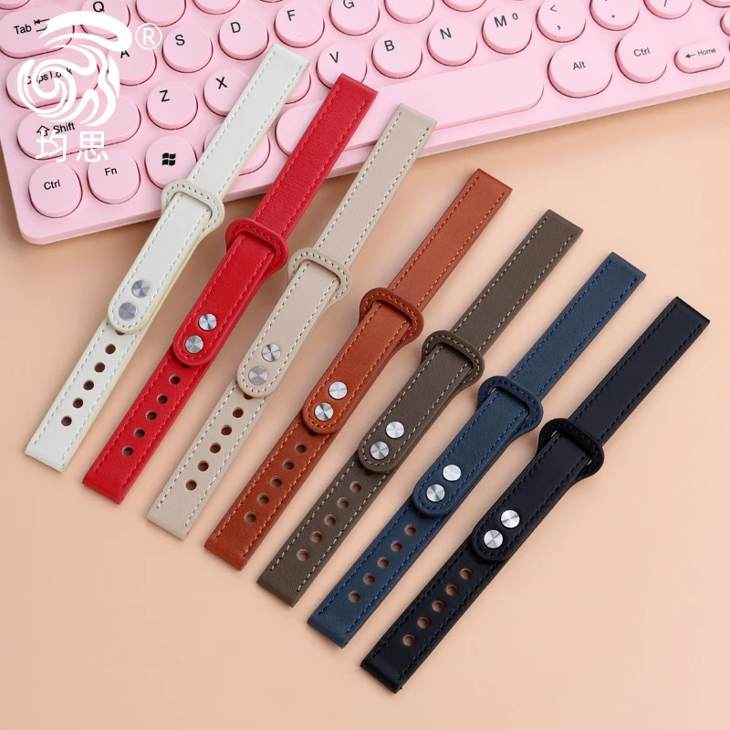 Stylish 14mm Genuine Leather Strap with Fashionable Loop Buckle