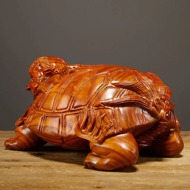 

Ebony Wood Carving Dragon Turtle Ornaments Solid Wood Rui Beast Carving Feng Shui Zhaocai Town House Redwood Crafts Decoration