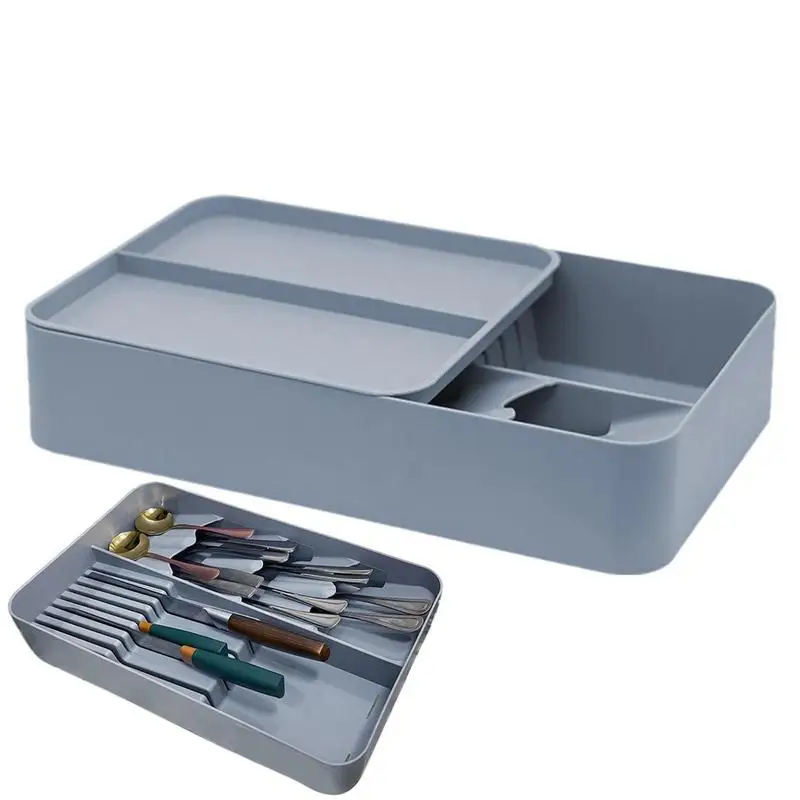 

Kitchen Tableware Storage Box Cutlery Organizer In Drawer Kitchen Storage Container Tray Box Silverware Partition Storage Drawer