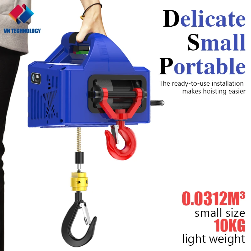 Electric Hoist Lift Portable Crane Upgrade Electric Winch with Remote Control Steel Wire Rope Lifting Hoist 100-500kg 220V