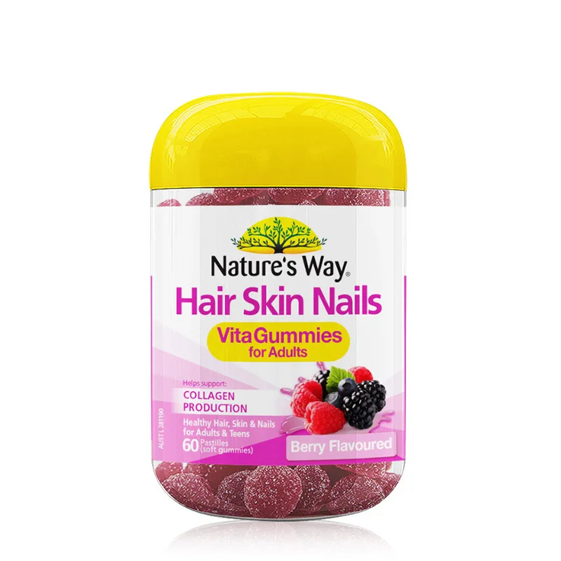 

Nature's Way Hair & Nail Care Vitamin Gummy 60 Capsules/Bottle Free Shipping