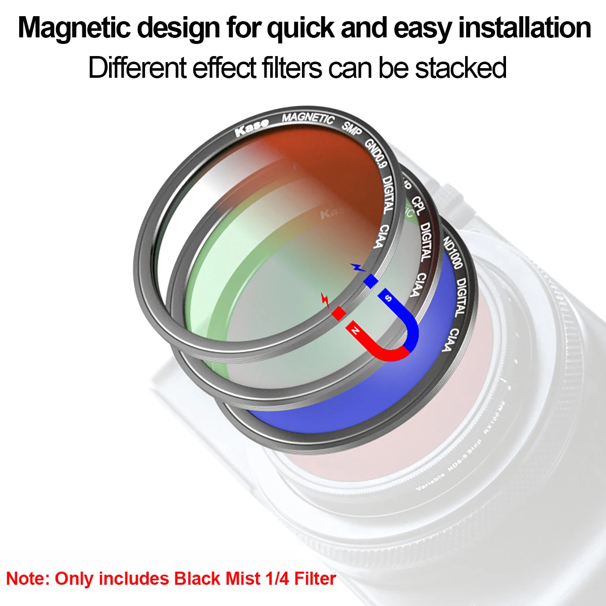 Kase Wolverine Magnetic Black Mist 1/4 Diffusion Filter with Adapter for Sony ZV-1 RX100 VII VI V III II/ Canon G7 X Mark II 4