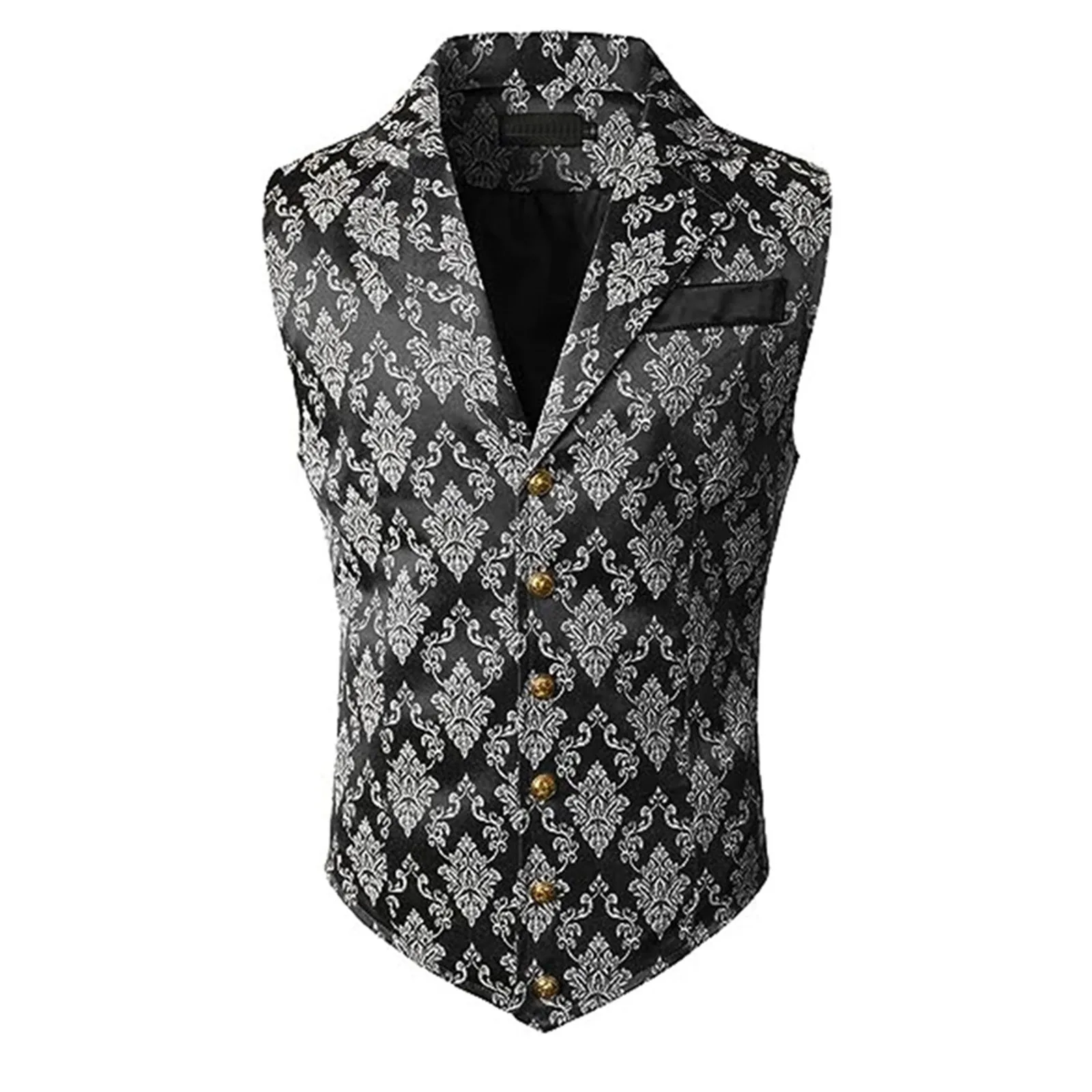 

Casual Men'S Turn-Down Collar Victorian Vest Green Paisley Formal Business Waistcoat Hombre Wedding Party Tuxedo Accesor