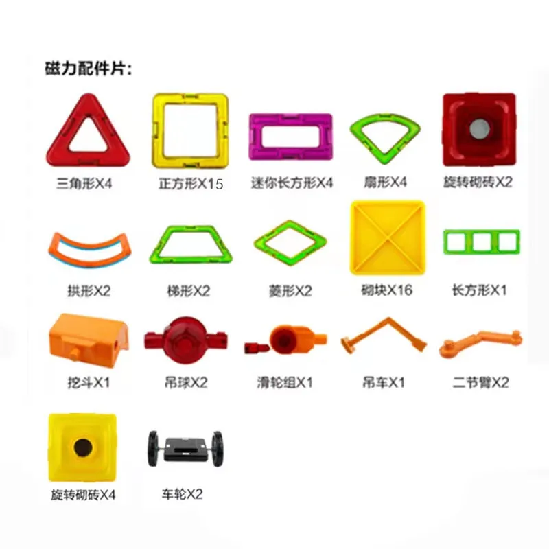 Big Size DIY Magnets Building Blocks Engineering Vehicle Magnetic Blocks Contructor Educational Moc Block Toys Children
