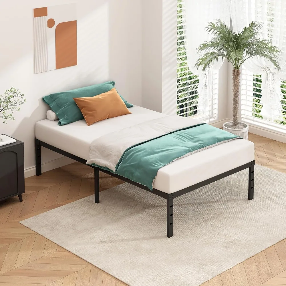 Metal Platform Bed Frame 14 Inch Tall,No Box Spring Needed, Bed with Heavy Duty Strong Support Slats,Easy to Assemble 4