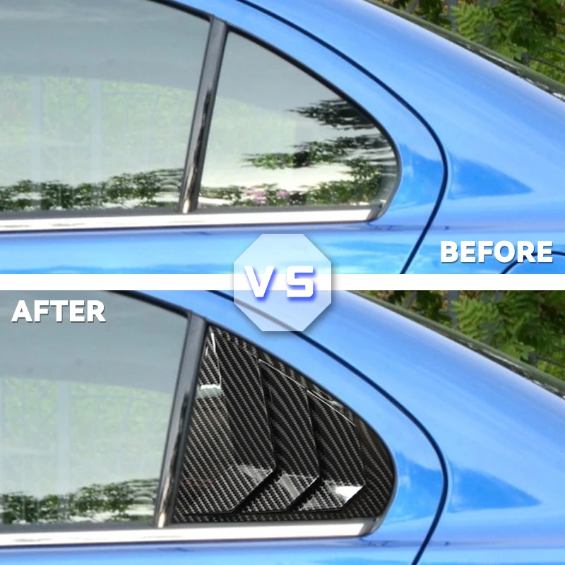 미쓰비시 랜서 EX X EVO 2008-2018 차량용 리어 윈도우 사이드 벤트 셔터 루버 커버 트림 카본 파이버 룩/블랙