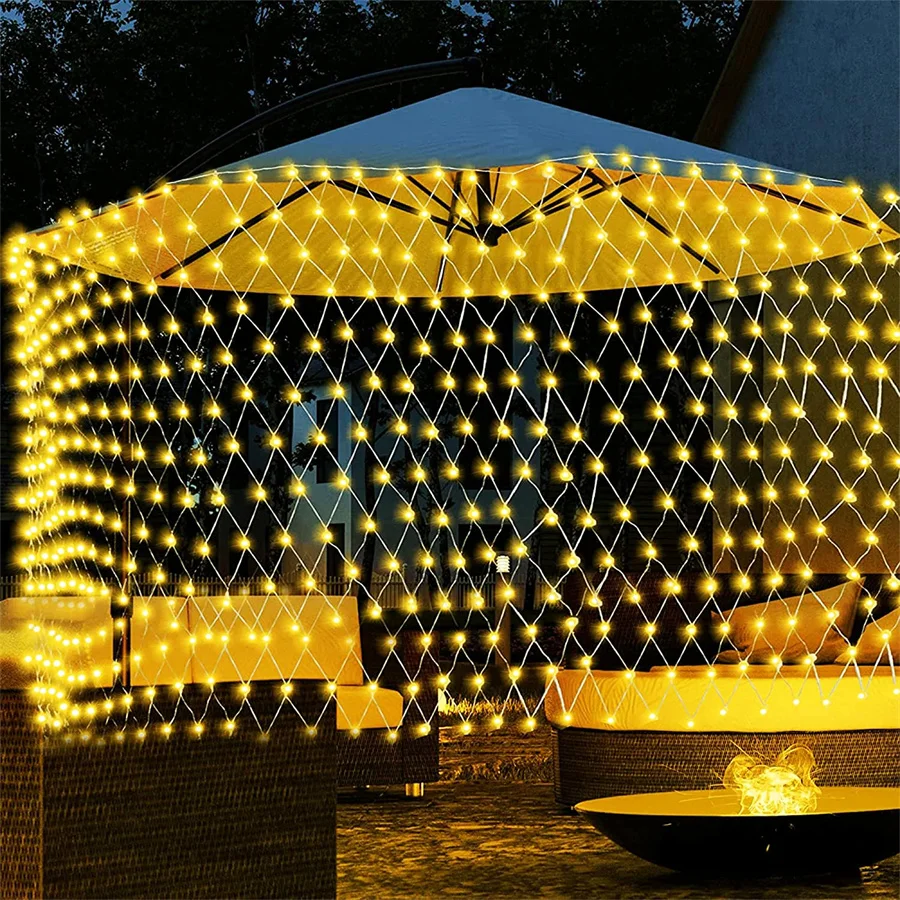 1.5X1.5/3X3/4X1.5M Led 크리스마스 문자열 빛 야외 그물 빛 8 모드 화환 조명 웨딩 가든 잔디 부시 장식