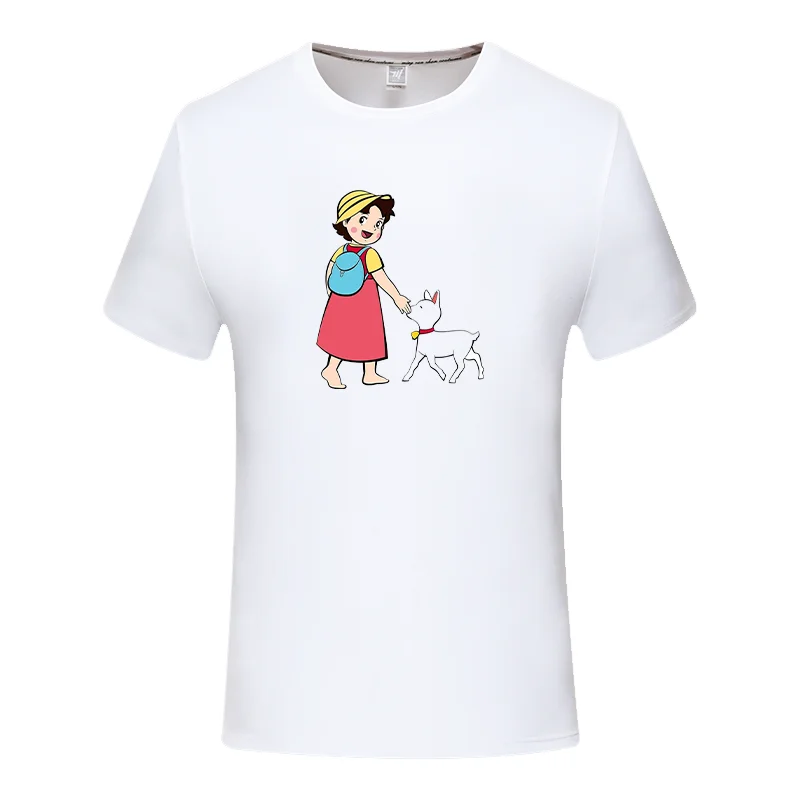Litle Goat Round Collar Tshirt Heidi Pure Casual T Shirt Girl Individuality Plus Size Hot Sale T-Shirt For Boys/Girls