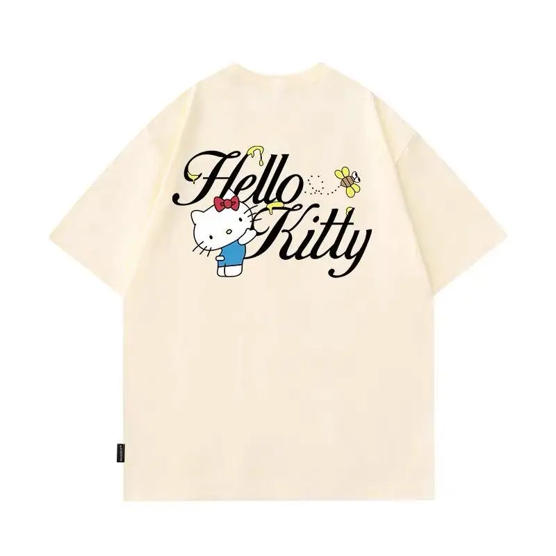 

Hello Kitty Men and Women T-shirt Short Sleeve Brand T-Shirt Anime Fun Country Chic all Cotton Printed Couple Sversized Tee Tops