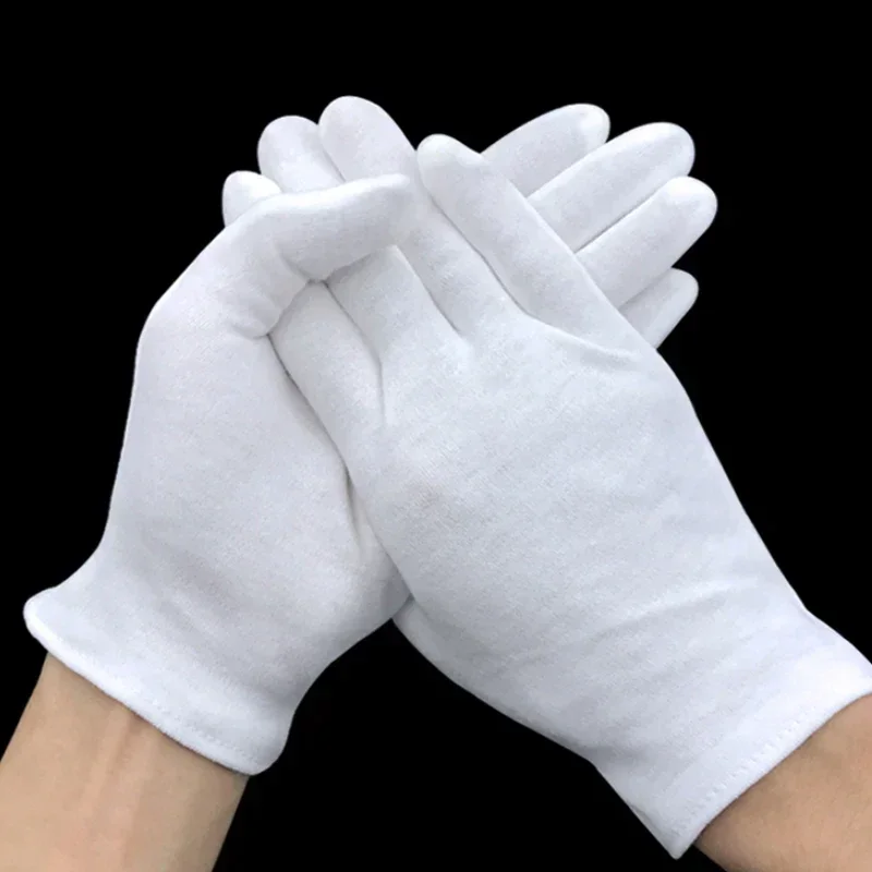 20PCS Etiquette White Cotton Gloves High Stretch Work Gloves Film SPA Jewelry Mittens Sweat Absorption Household Cleaning Tools