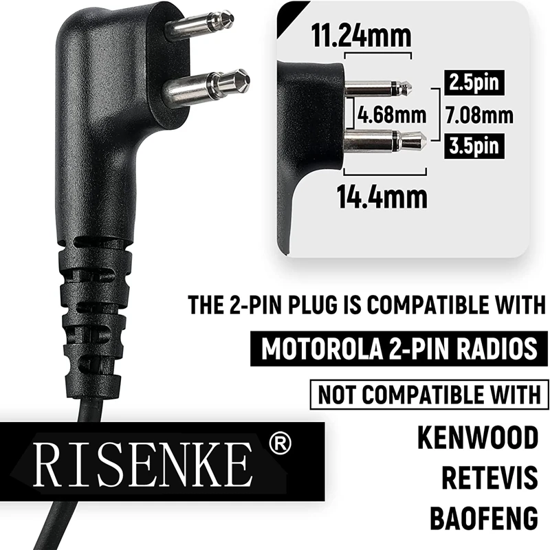 RISENKE-Walkie Talkie Earpiece for Motorola,Radio with PTT Mic Headset,RDM2070D,CLS1110,CLS1410,CP200,GP2000,XU1100,PRO1150,MU12