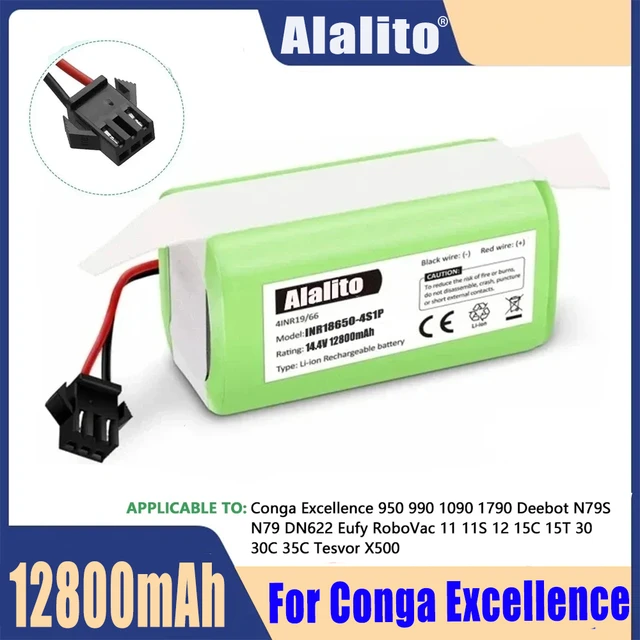 14.4V 2600mAh Li-ion Battery for Conga Excellence 990 1090 1790 1990  Ecovacs Deebot N79 N79S DN622, Eufy Robovac 30 35C