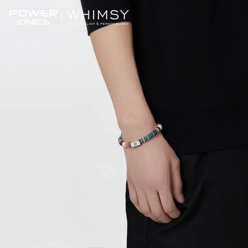 Power Ionics Whimsy New Trend Fashion Volcanic Stone 316 Stainless Steel Unisex Souvenir Bracelet Free Engraving