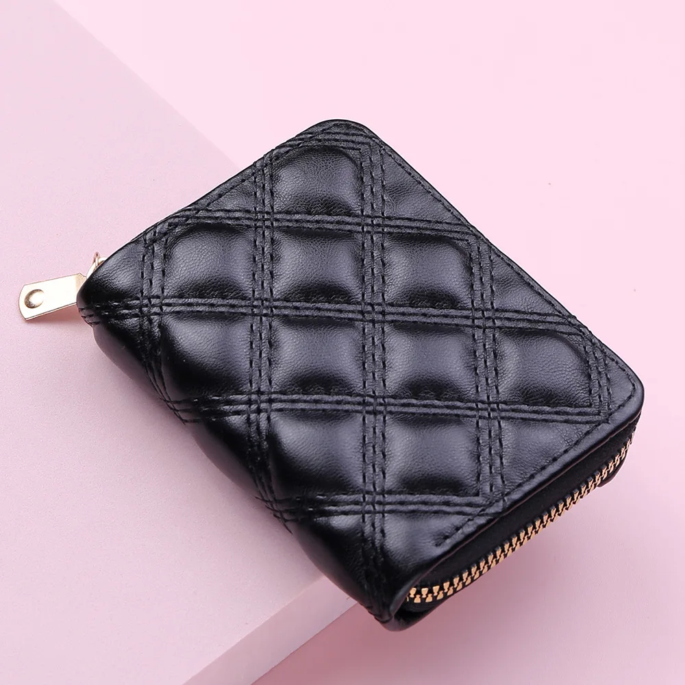 

Women Wallet PU Leather Purse Female Short Wallet Black Plaid Pouch Handbag For Women Coin Purse Card Holders Clutch