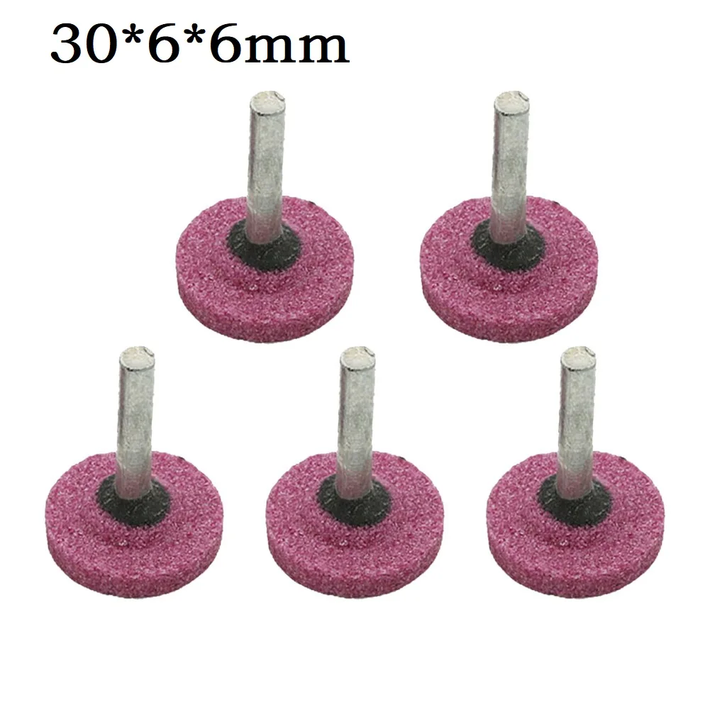 

5pc 6mm Shank Abrasive Mounted Stone Flat Shape For Rotary Tool Grinding Wheel Power Tools For Jade Wood Metal Mold Polishing