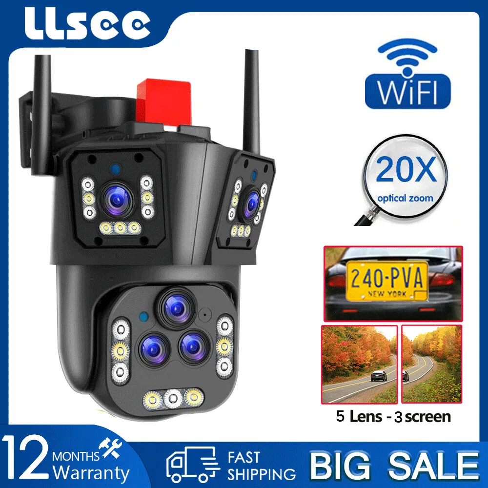 

LLSEE 20X optical zoom wireless CCTV outdoor waterproof camera 20MP 8K pan tilt CCTV 360, WiFi night vision IP security camera