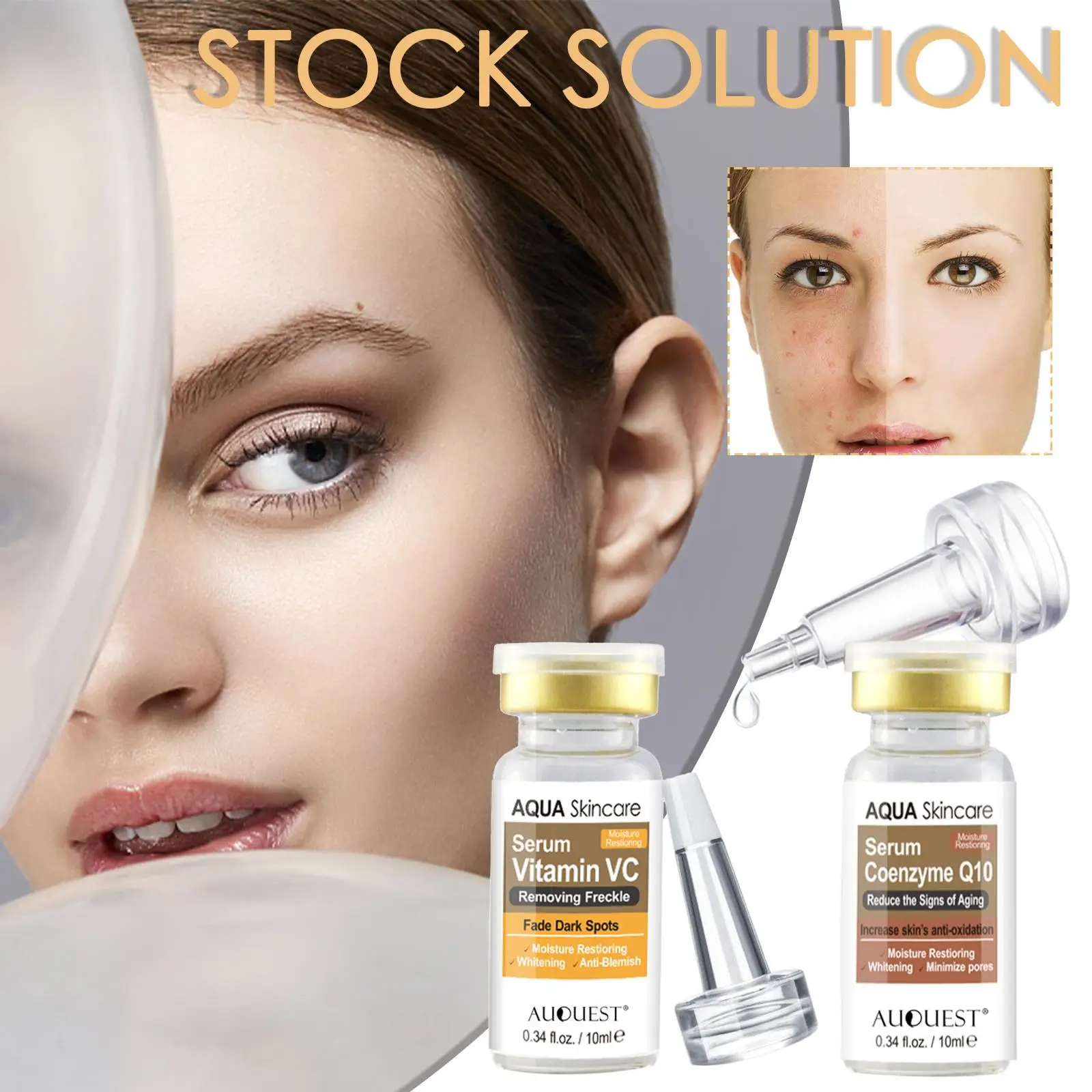 

6 сыворотка с пептидами, жидкий Коэнзим Q10, гиалуроновая кислота, дропшиппинг и уход за морщинами, подтягивает кожу, VC, лица, коллаген, белый G7D1