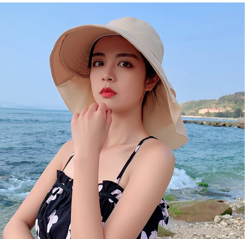 Sun Hat With Uv Protection And Neck Flap Wide Brim Beach Cap_voghion.com