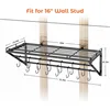 31 Inch Wall Mounted Pot Rack Storage Shelf with 2 Tier Hanging Rails 14 S Hooks included, Ideal for Pans 5