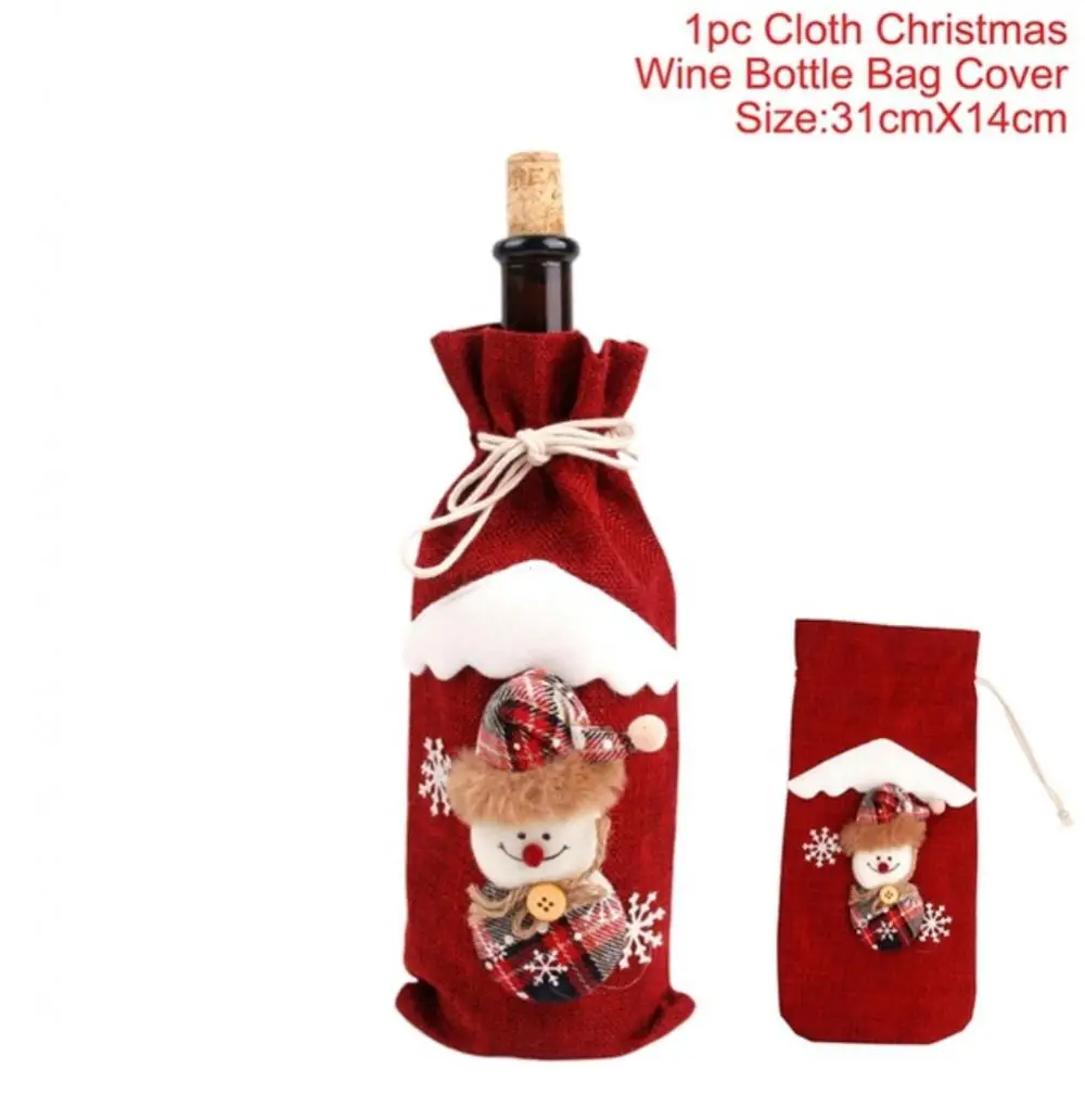 Description Picture 6 of itemChristmas Wine Bottle Covers Bag Snowman Santa Claus Champagne Bottle Cover Sleeve Merry Christmas New Year Table Decorations