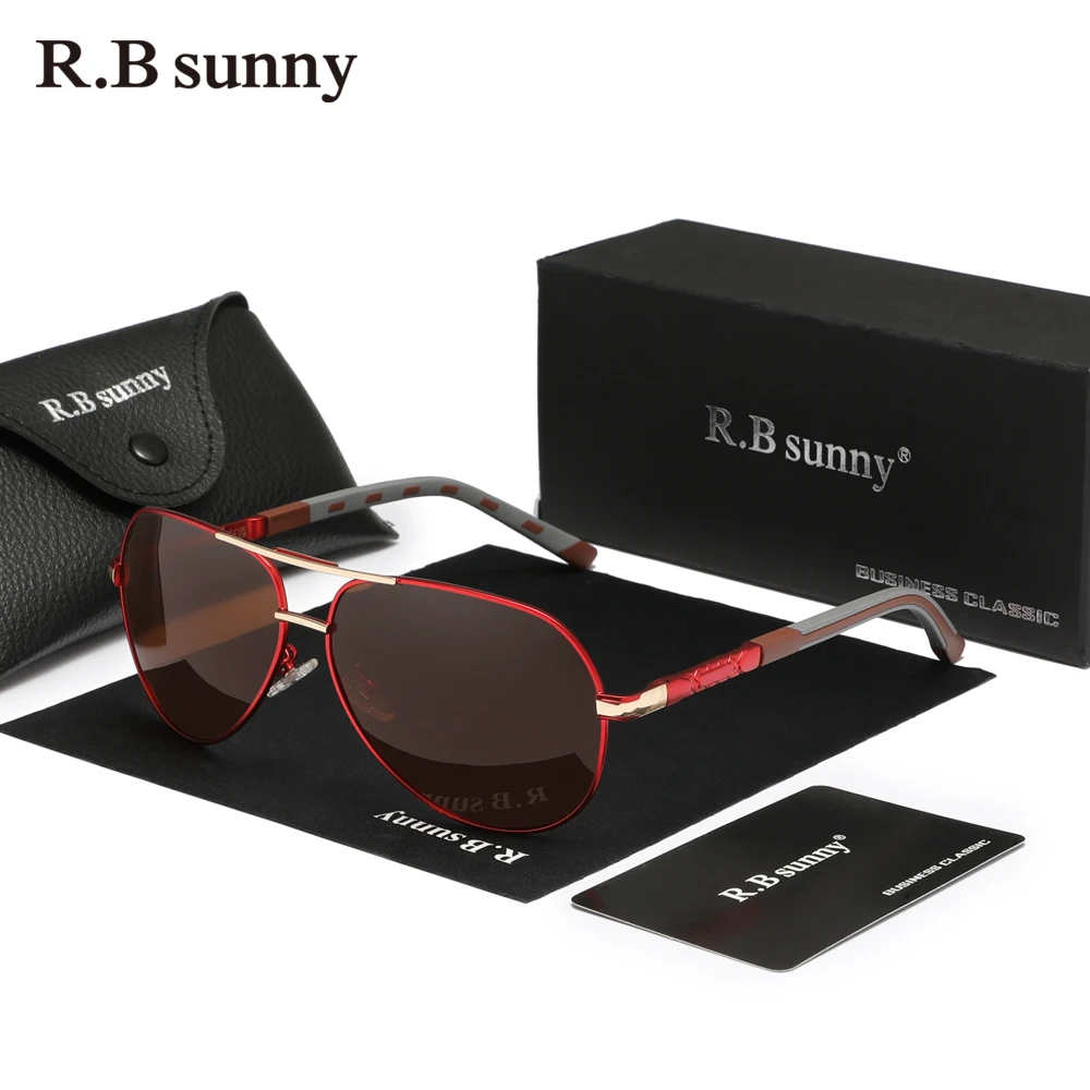 RBsunny 알루미늄 파일럿 편광 선글라스, UV400 코팅 미러 안경, 남성 패션 안경, 스포츠 운전 액세서리
