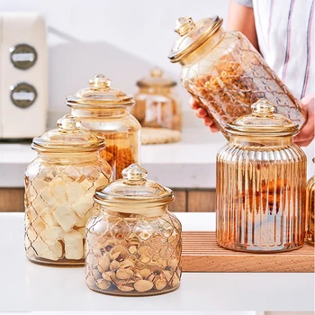 Amber Glass Airtight Storage Jar 1