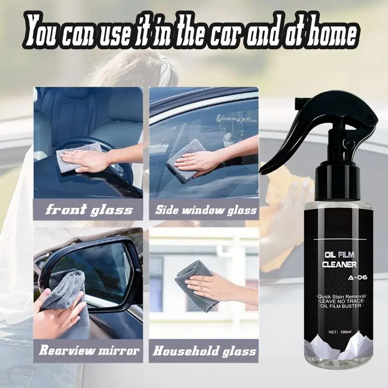 Car Glass Oil Film Remover Nano Ceramic Coating Quick Oil Film Remover Hydrophobic Care Detailing Spray Car Window Cleaner