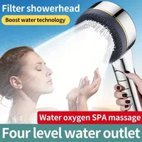 1pc Filtered Supercharged Shower Head Four-speed Adjustment With Water Seal Multi-functional Home Shower Bathroom Accessories 4