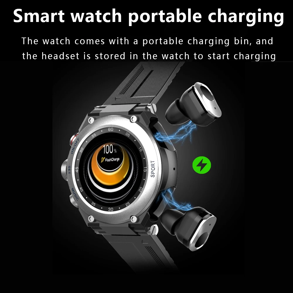 2020 새로운 블루투스 전화 스마트 워치 2-in-1 TWS 무선 헤드폰 심장 박동 혈압 모니터 스포츠 Smartwatch 남성 여성