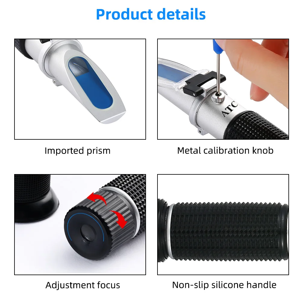 0-32% Brix Refractometer ATC Hand Held Fruit Juice Brix Sugar Beer Optical Test
