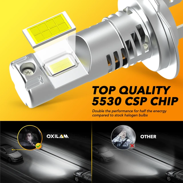 OXILAM Mini Size H7 LED Headlight Bulbs, 6000K White Super Bright CSP -  Oxilam