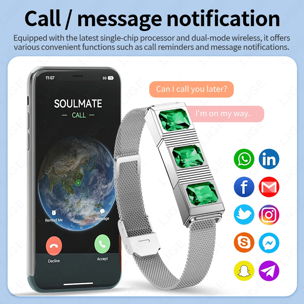 Fashion Rhinestone Smart Bracelet Health Tracker Sleep Heart Rate Monitor Sport Band Smart Watch 1ATM Waterproof For Android IOS