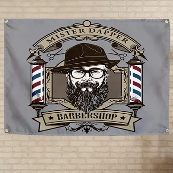 Barbiere classico HAIRCUT Tattoo Poster Barbiere Cartello Decorazione da parete Art Banner Bandiera Taglio di capelli Rasatura Arazzo Decorazioni per la casa Panno 1