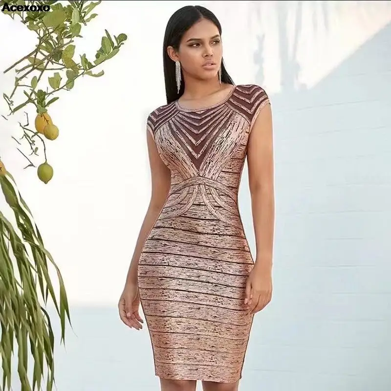 

Autumn tie round neck sleeveless hot gold slim slim evening dress