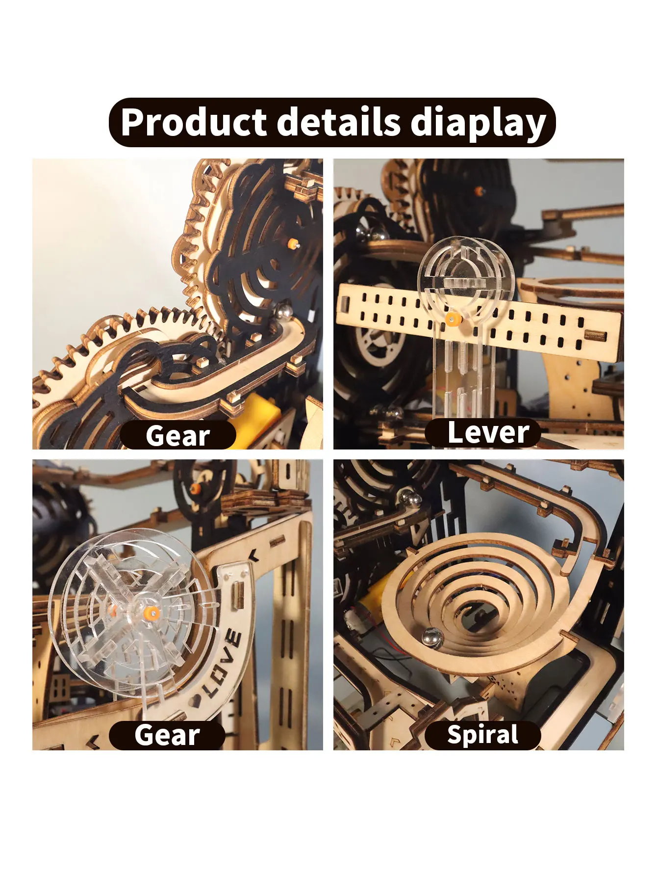 Electric 3D Wooden Puzzles Marble Run Model Kits  Brain Teaser Puzzle DIY handmade Christmas gift 3