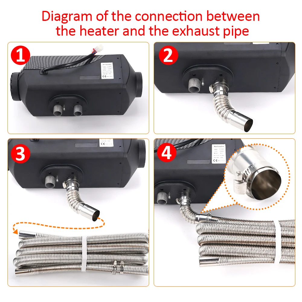 Diesel Heater Exhaust Pipe 200/300cm 25mm Stainless Steel