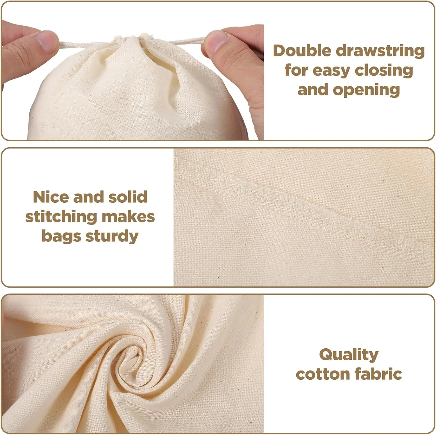 10-100pcs Custom Logo Cotton Drawstring Bag Wedding Party Gift Packaging Pouches Personalized Jewelry Storage Bags Household Bag_voghion.com