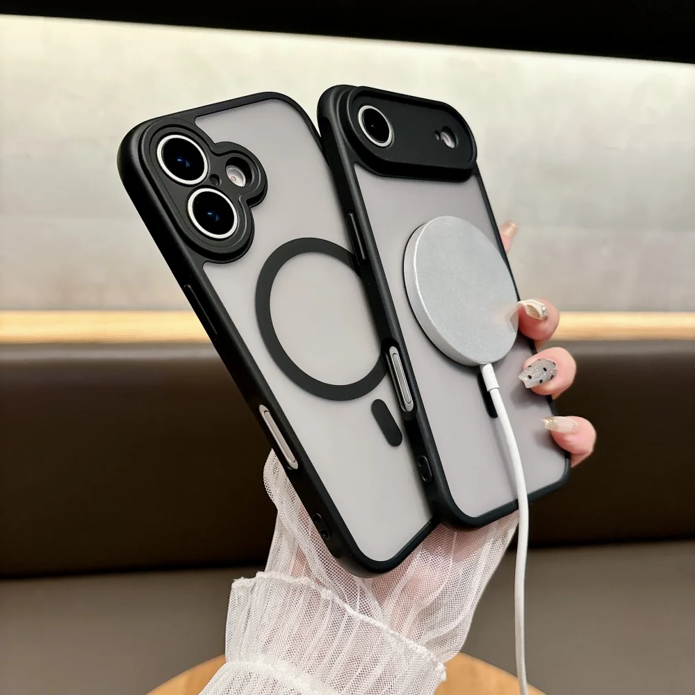 Matte Case For Iphone 16 15 14 Pro Max 16E Plus 11 12 13 17 Air Magnetic Wireless Charging Hard Slim Cover_voghion.com