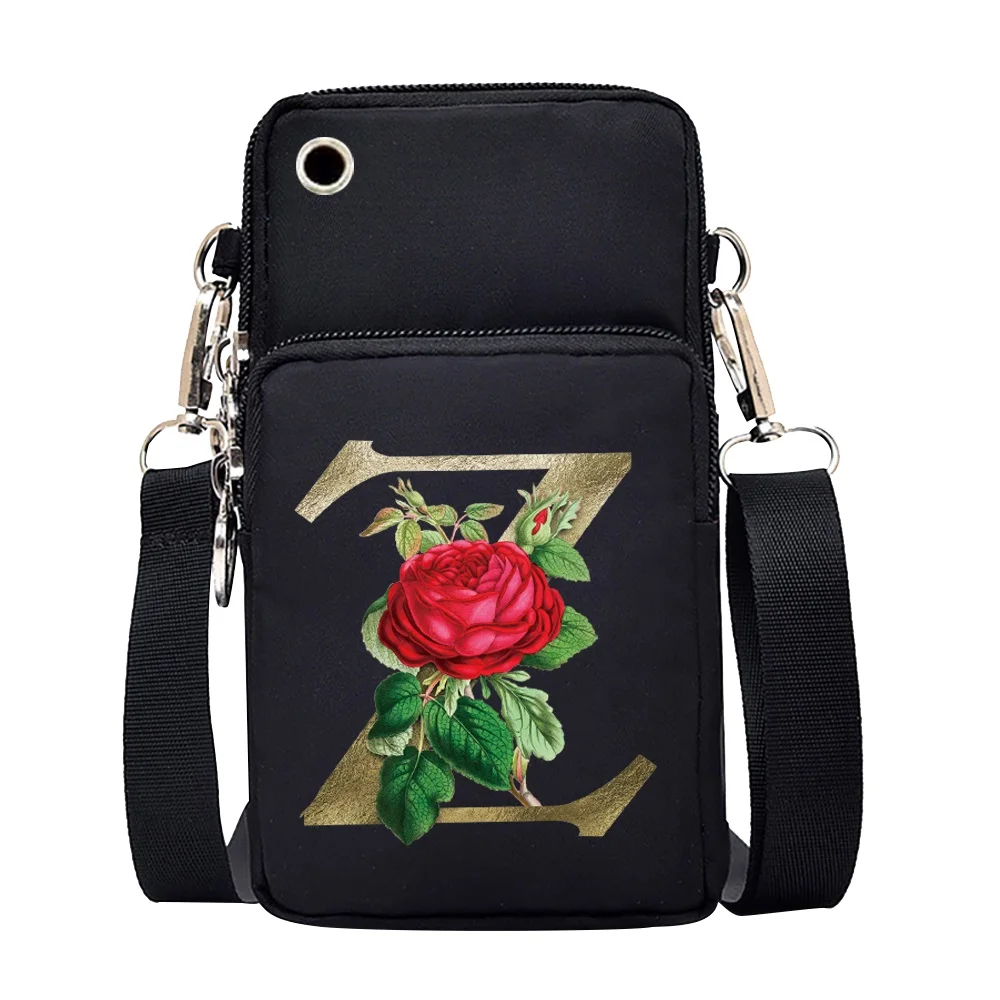 Unisex Mobile Phone Case Bags for Huawei Xiaomi iPhone Shoulder Satchels Women Pouch Golden-flower 26 Letters Series Wrist Pack Unisex Mobile Phone Case Bags for Huawei Xiaomi iPhone Shoulder Satchels Women Pouch Golden-flower 26 Letters Series Wrist Pack