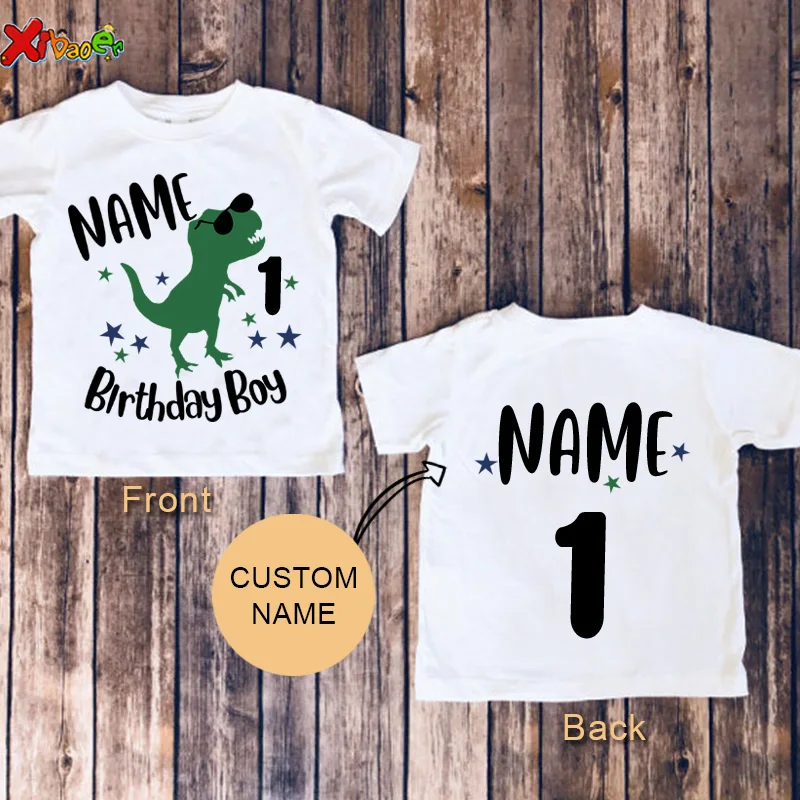 

Funny Dinosaur Print T Shirt Boy Personalized Toddler Boys Shirt Kids Birthday Shirt Custom Name Boy Short Sleeve Tops Outfits