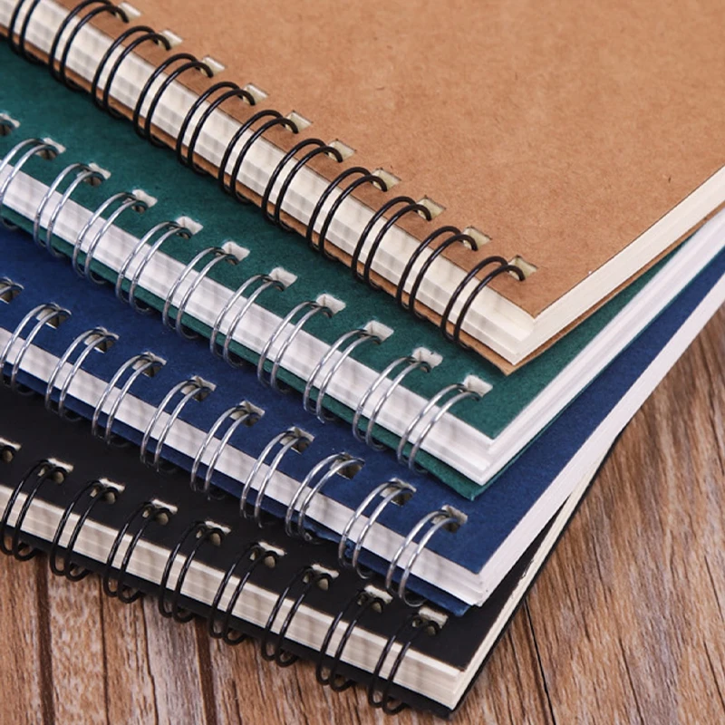 Spiral Notebook A5, 21x14cm 50 Lined Pages Plain 4 Colored Kraft Cover Lined Notebook for School Project Home Writing
