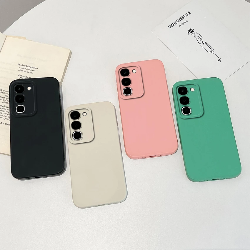 Plain Color Soft Silicone Lightweight Anti-Drop Durable Phone Case with Camera Protection