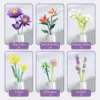 Bouquet of Blue Lotus Building Sets - 891 Piecse Artificial Flowers Kit for Adults, Home Decor, Mother's Day, Valentine's Day 3