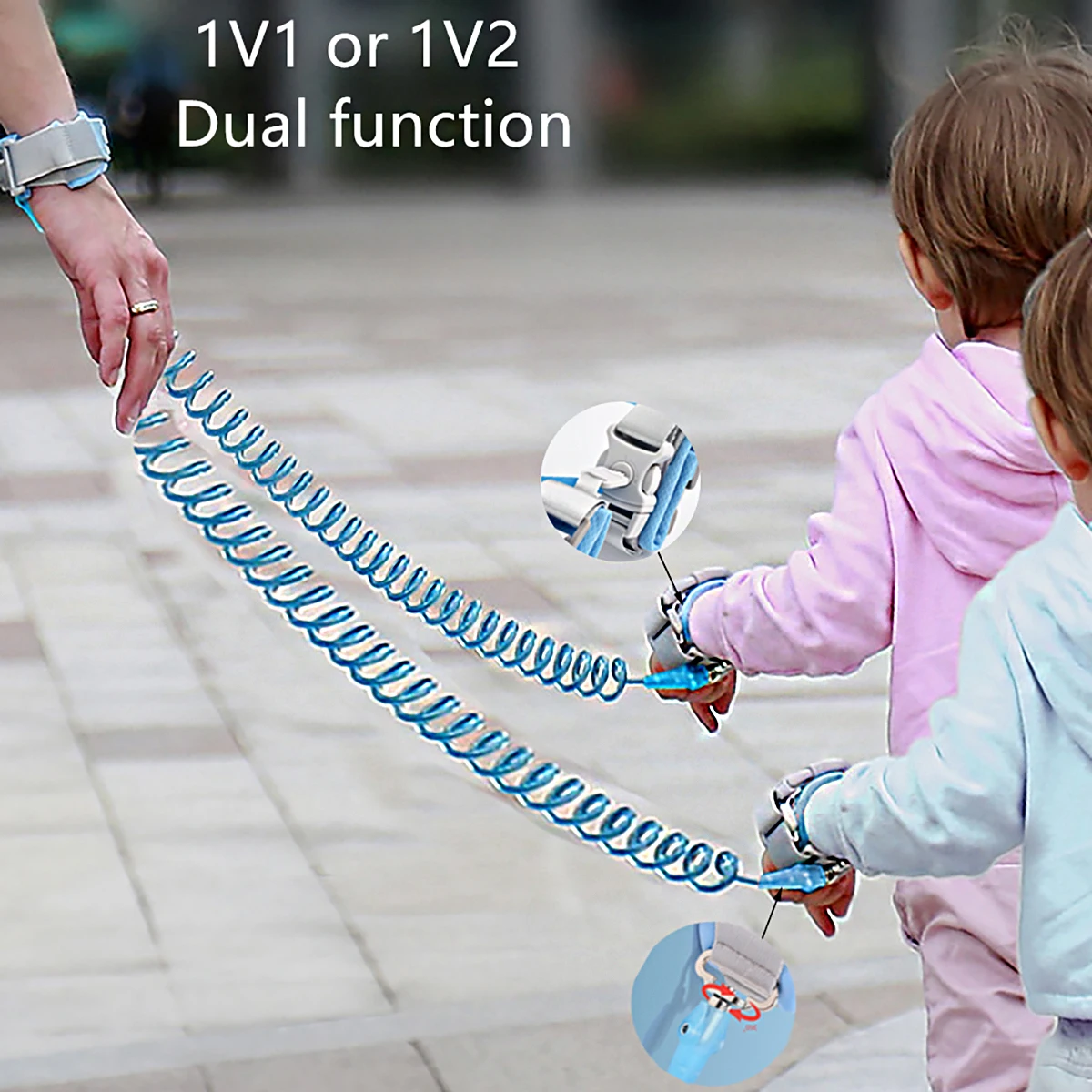 Upgraded one to two children's slip prevention loop traction rope Carrying a keylock for strolling around with a safety rope | baby harness,safety wristbands bracelets