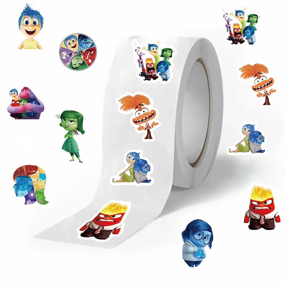 500/1000PCS Disney Inside Out 2 Stickers Kawaii Cute Cartoon Label Seal Stickers Rolls Stickers for Phone Luggage Stickers Toys 2
