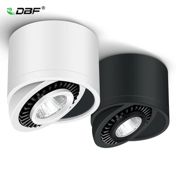 DBF LED 표면 장착 천장 조명 다운라이트, COB 조도 조절식 천장 램프, 360 ° 회전 가능, 홈 배경 스포트라이트, 5W, 7W, 9W, 15W