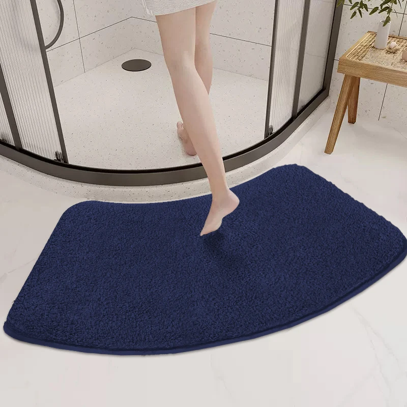 Solid color thickened furry arched shower room absorbent floor mat soft fur foot mat bathroom semicircular non-slip floor mat,bathroom mat,absorbent bathroom mat,bathroom floor mat,bath mat